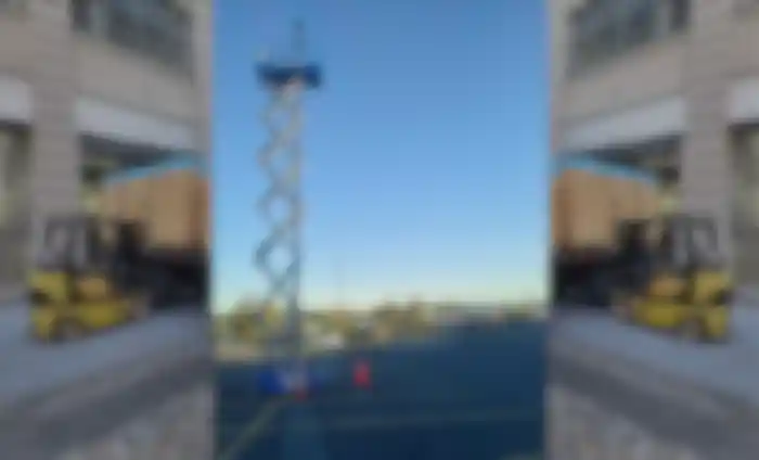 Lift in action moving a light equipment unit safely and forklift oversized freight handling